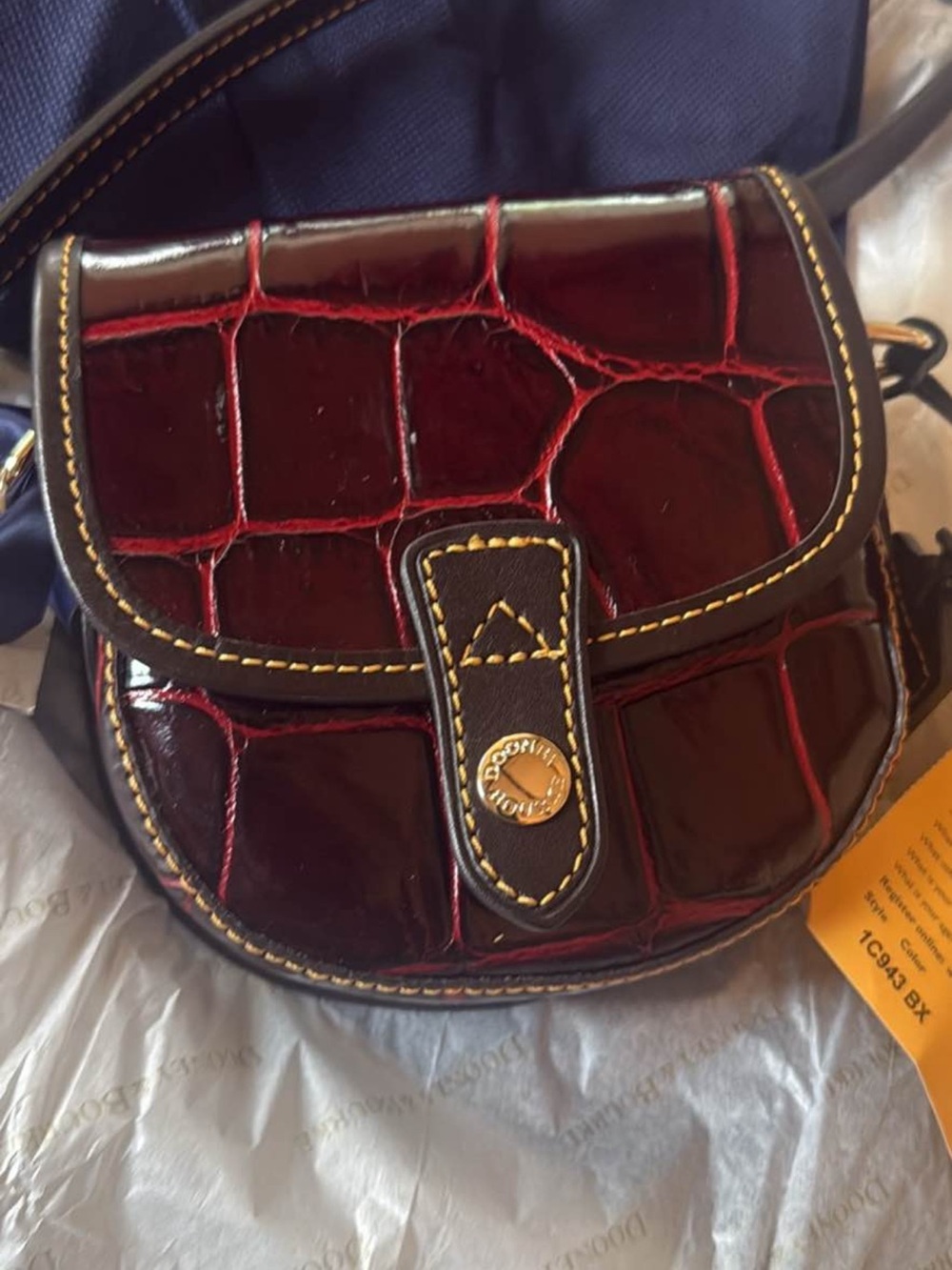 Dooney & Bourke Burgundy Croc-Embossed Leather Crossbody Bag